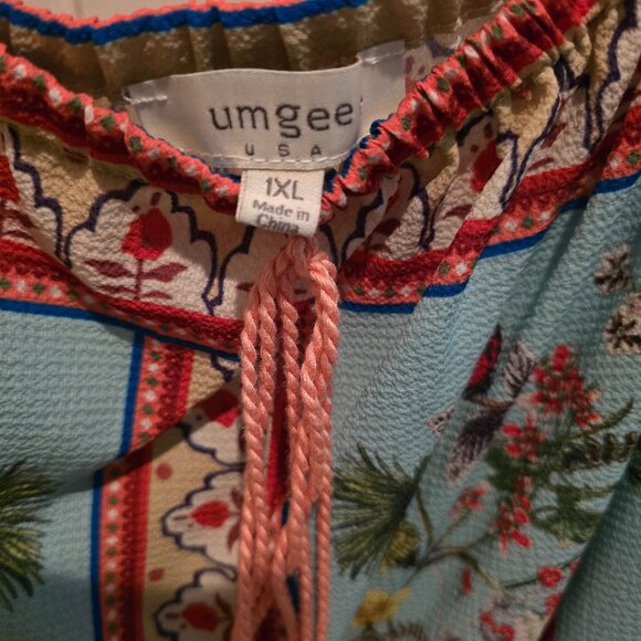 Umgee Floral Off Shoulder Bell Sleeve Top BoHo 1X - Picture 7 of 9